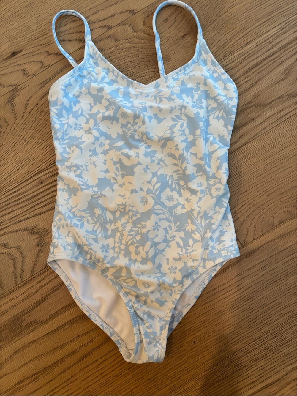 GB girls Blue and White Floral One-Piece Swimsuit